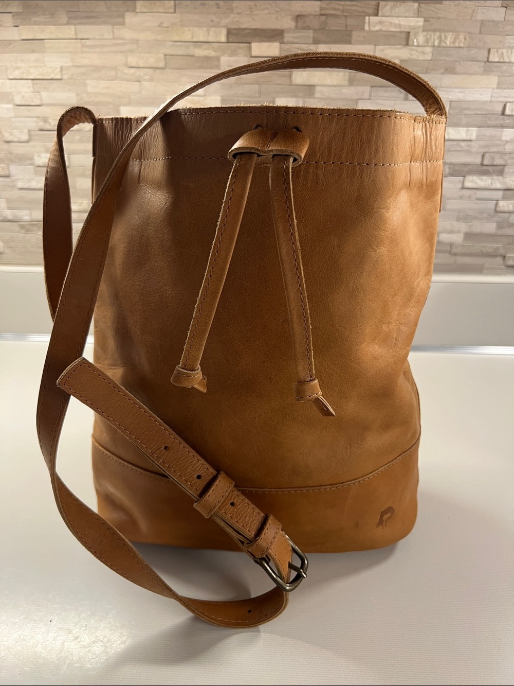 ABLE Tadesse Bucket Leather Drawstring Bag - Shoulder/Crossbody